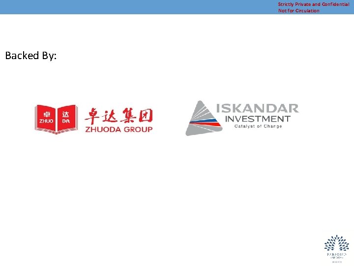 Strictly Private and Confidential Not for Circulation Backed By: 