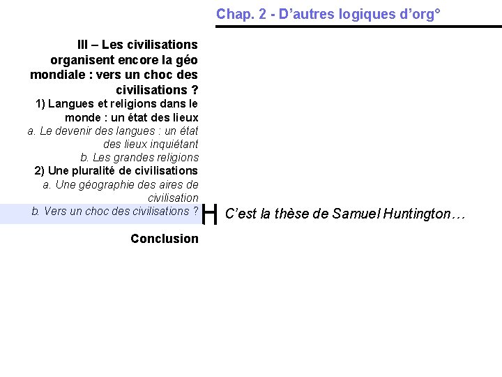 Chap. 2 - D’autres logiques d’org° III – Les civilisations organisent encore la géo