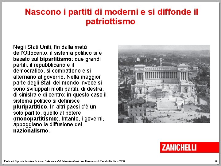 Nascono i partiti di moderni e si diffonde il patriottismo Negli Stati Uniti, fin