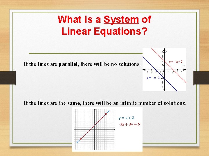 What is a System of Linear Equations? If the lines are parallel, there will