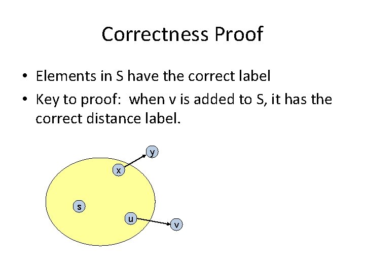 Correctness Proof • Elements in S have the correct label • Key to proof: