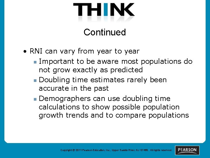 Continued • RNI can vary from year to year n Important to be aware
