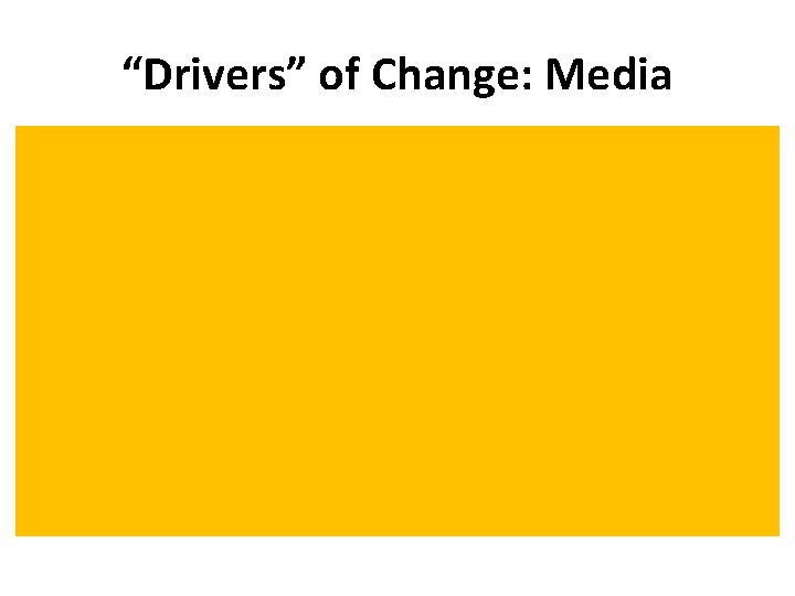 “Drivers” of Change: Media • Might affect attitudes (& therefore register – journalism more/less