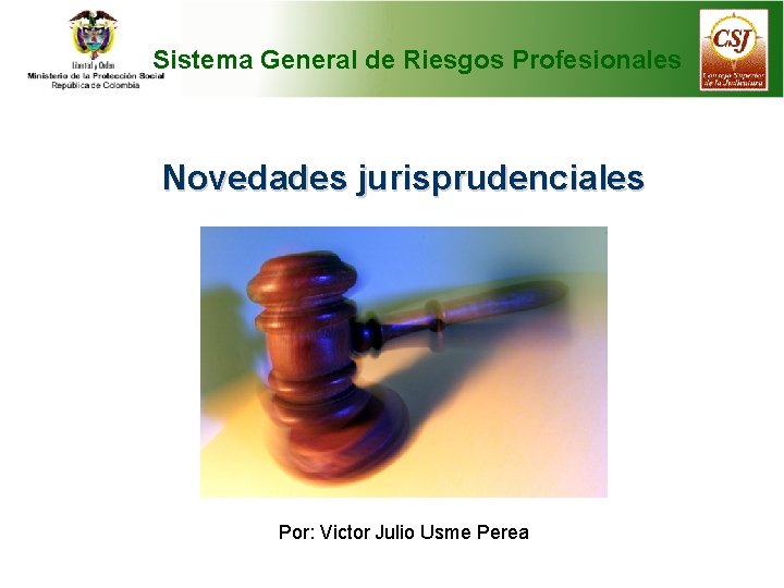 Sistema General de Riesgos Profesionales Novedades jurisprudenciales Por: Victor Julio Usme Perea 