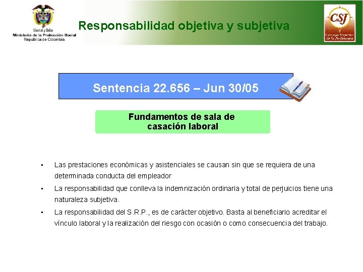 Responsabilidad objetiva y subjetiva Sentencia 22. 656 – Jun 30/05 Fundamentos de sala de