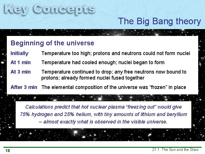 The Big Bang theory Beginning of the universe Initially Temperature too high; protons and The Big Bang theory Beginning of the universe Initially Temperature too high; protons and