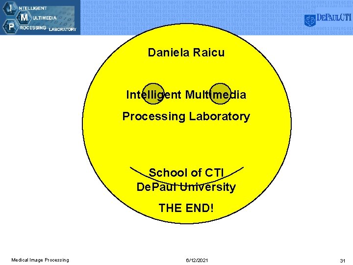 Daniela Raicu Intelligent Multimedia Processing Laboratory School of CTI De. Paul University THE END!