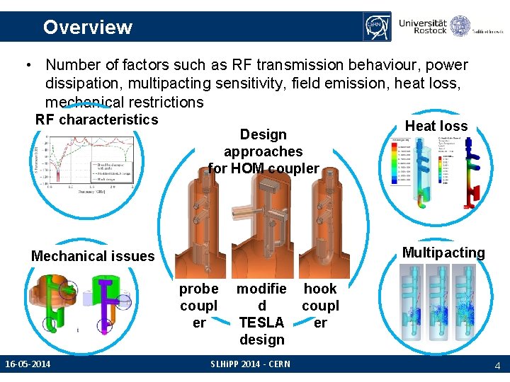 Overview • Number of factors such as RF transmission behaviour, power dissipation, multipacting sensitivity, Overview • Number of factors such as RF transmission behaviour, power dissipation, multipacting sensitivity,