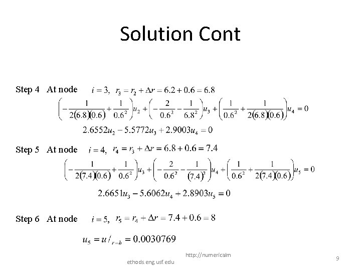 Solution Cont Step 4 At node Step 5 At node Step 6 At node