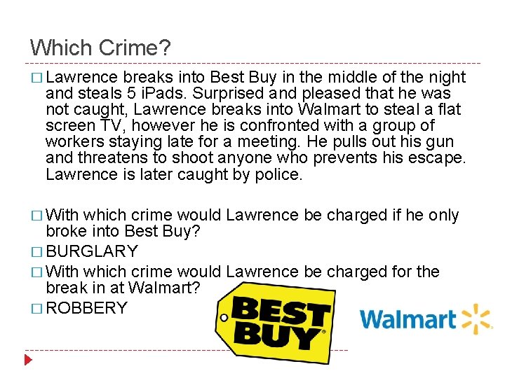 Which Crime? � Lawrence breaks into Best Buy in the middle of the night