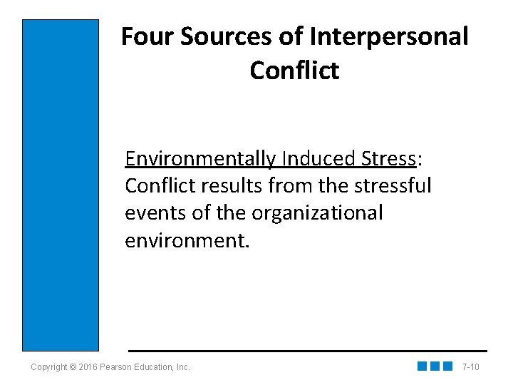 Four Sources of Interpersonal Conflict Environmentally Induced Stress: Conflict results from the stressful events