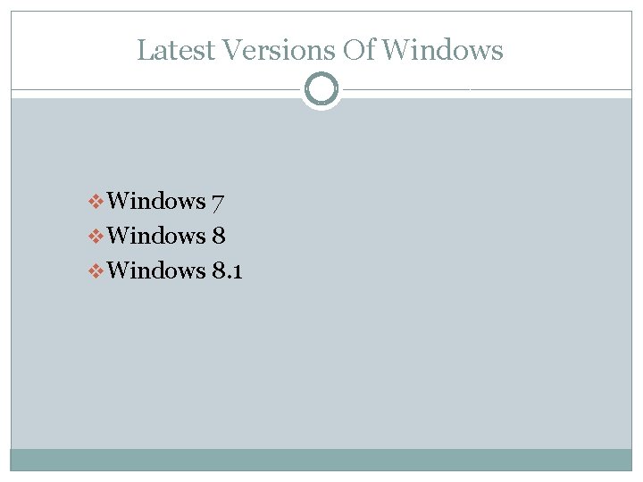 Latest Versions Of Windows v Windows 7 v Windows 8. 1 