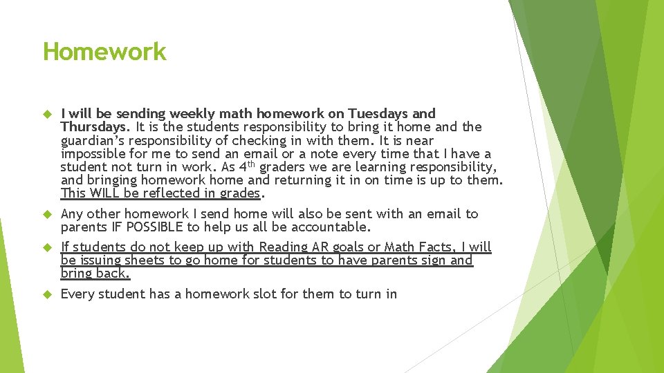 Homework I will be sending weekly math homework on Tuesdays and Thursdays. It is