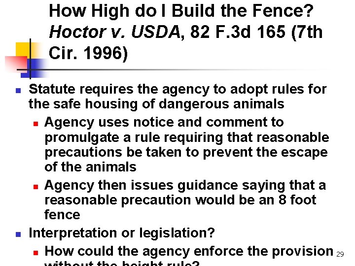 How High do I Build the Fence? Hoctor v. USDA, 82 F. 3 d