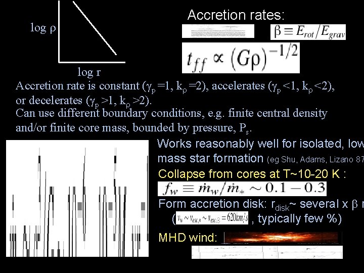 log Accretion rates: log r Accretion rate is constant ( p =1, k =2),