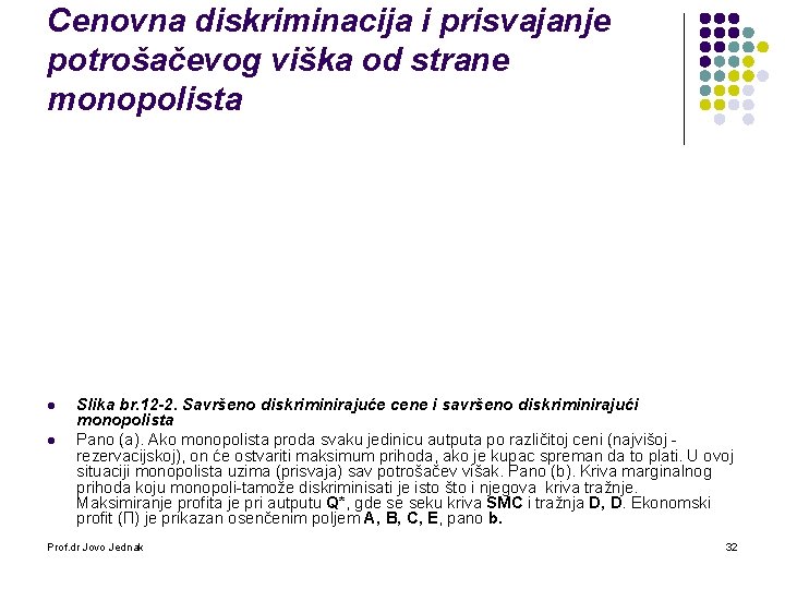 Cenovna diskriminacija i prisvajanje potrošačevog viška od strane monopolista l l Slika br. 12