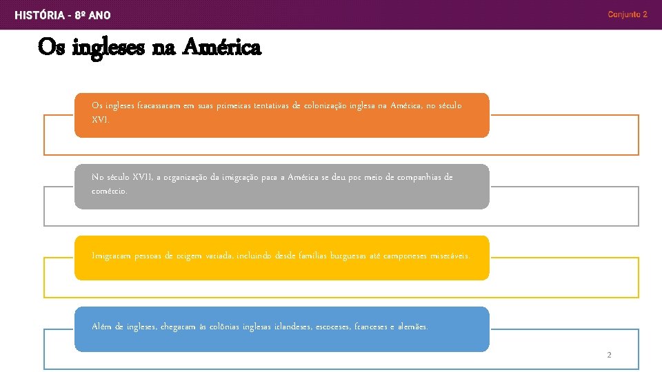 Os ingleses na América Os ingleses fracassaram em suas primeiras tentativas de colonização inglesa