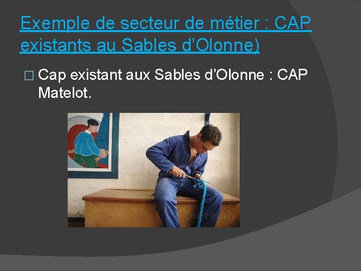 Exemple de secteur de métier : CAP existants au Sables d’Olonne) � Cap existant