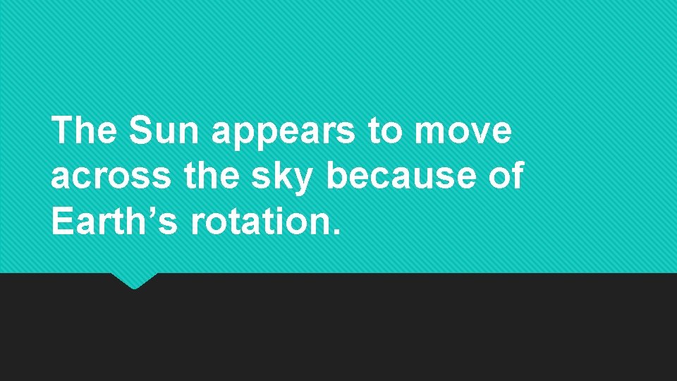 The Sun appears to move across the sky because of Earth’s rotation. The Sun appears to move across the sky because of Earth’s rotation.