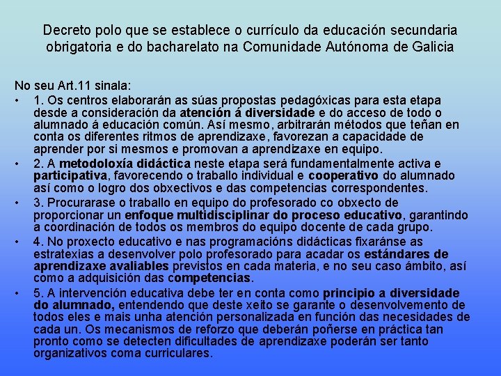 Decreto polo que se establece o currículo da educación secundaria obrigatoria e do bacharelato