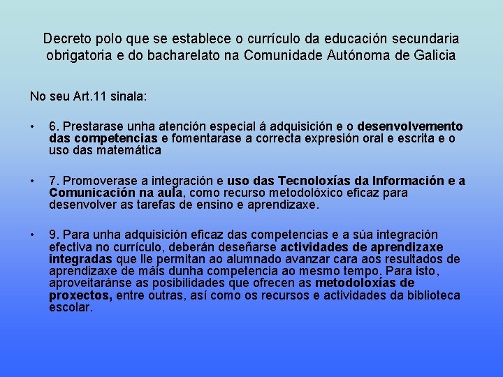 Decreto polo que se establece o currículo da educación secundaria obrigatoria e do bacharelato