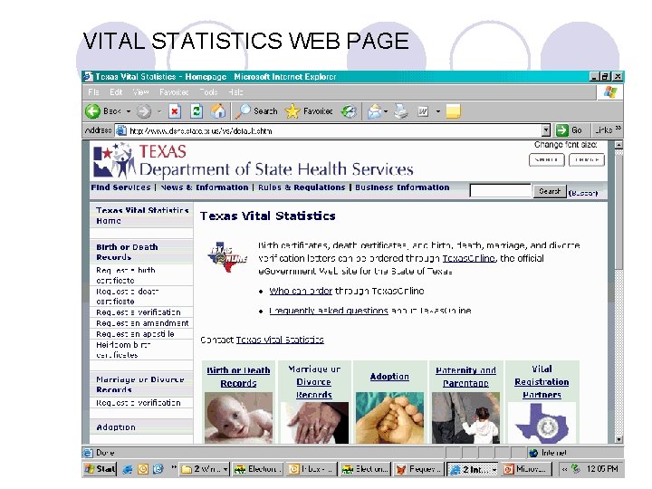 VITAL STATISTICS WEB PAGE VITAL STATISTICS WEB PAGE