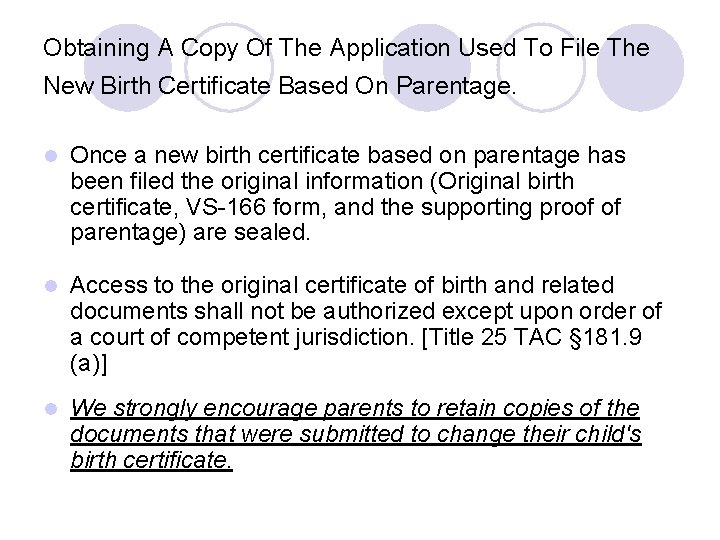 Obtaining A Copy Of The Application Used To File The New Birth Certificate Based Obtaining A Copy Of The Application Used To File The New Birth Certificate Based