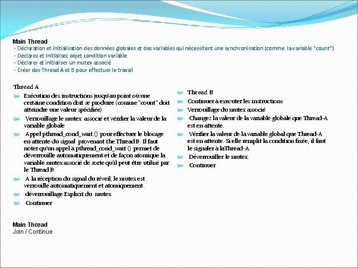 Main Thread - Déclaration et initialisation des données globales et des variables qui nécessitent