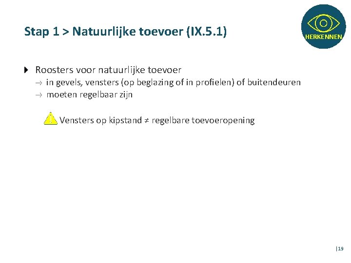Stap 1 > Natuurlijke toevoer (IX. 5. 1) HERKENNEN Roosters voor natuurlijke toevoer in