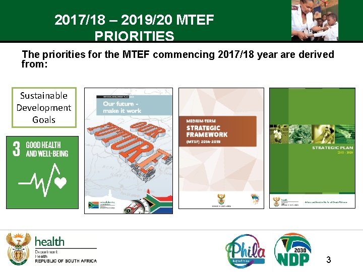 2017/18 – 2019/20 MTEF PRIORITIES The priorities for the MTEF commencing 2017/18 year are