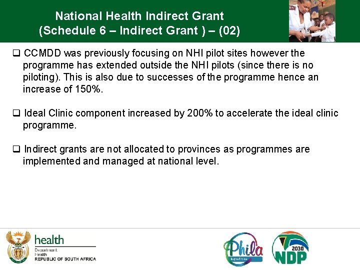 National Health Indirect Grant (Schedule 6 – Indirect Grant ) – (02) q CCMDD
