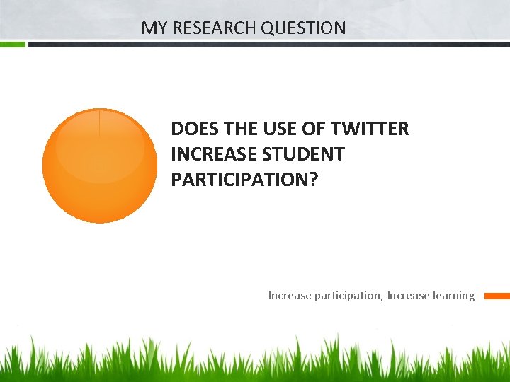 MY RESEARCH QUESTION DOES THE USE OF TWITTER INCREASE STUDENT PARTICIPATION? Increase participation, Increase