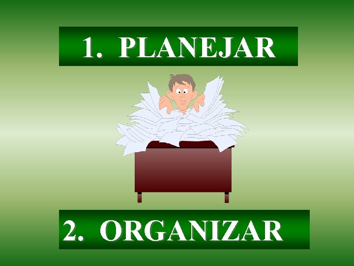 1. PLANEJAR 2. ORGANIZAR 1. PLANEJAR 2. ORGANIZAR