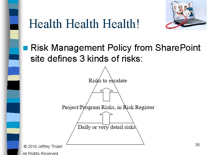 Health! n Risk Management Policy from Share. Point site defines 3 kinds of risks: