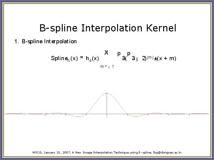 B-spline Interpolation Kernel 1. B spline Int erpolat ion Spl i neh (x) = B-spline Interpolation Kernel 1. B spline Int erpolat ion Spl i neh (x) =