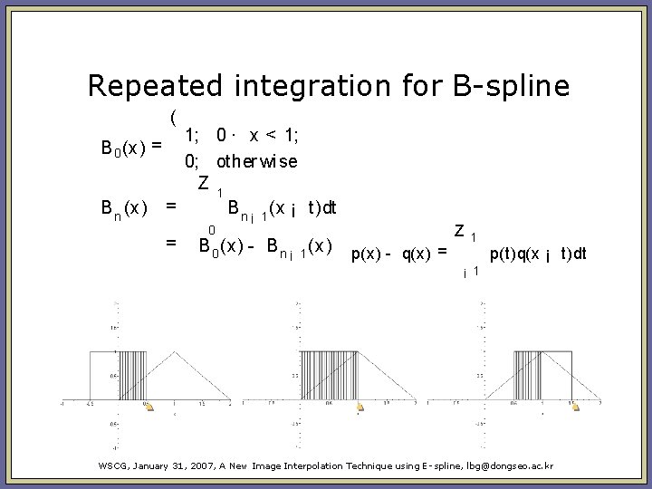 Repeated integration for B-spline ( B 0 (x) = B n (x) 1; 0 Repeated integration for B-spline ( B 0 (x) = B n (x) 1; 0