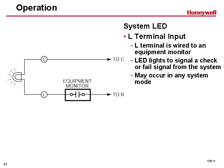 Operation System LED • L Terminal Input - L terminal is wired to an