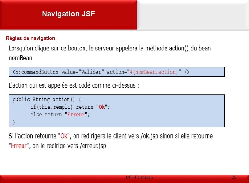 Navigation JSF Règles de navigation INTI-Formation 25 