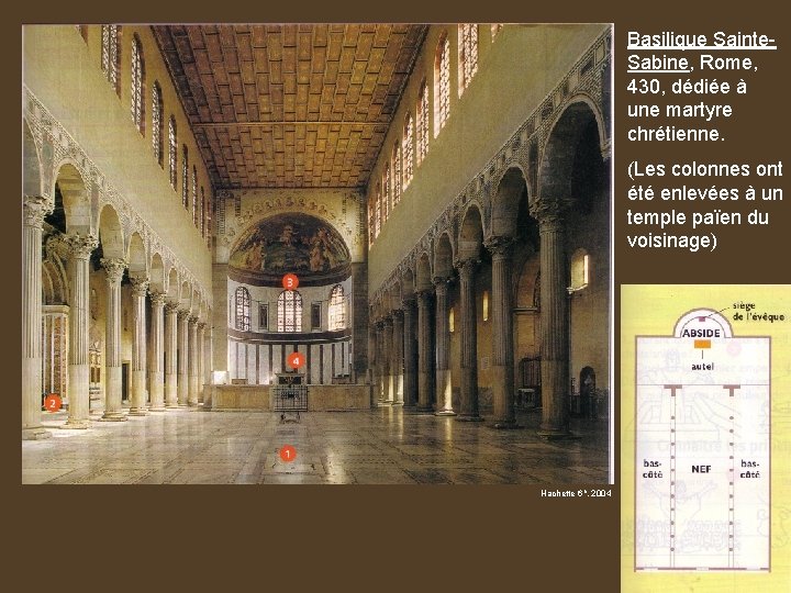 Basilique Sainte. Sabine, Rome, 430, dédiée à une martyre chrétienne. (Les colonnes ont été