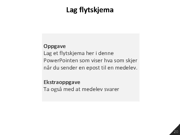 Lag flytskjema Oppgave Lag et flytskjema her i denne Power. Pointen som viser hva