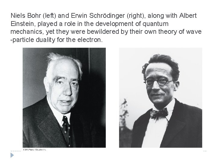 Niels Bohr (left) and Erwin Schrödinger (right), along with Albert Einstein, played a role Niels Bohr (left) and Erwin Schrödinger (right), along with Albert Einstein, played a role
