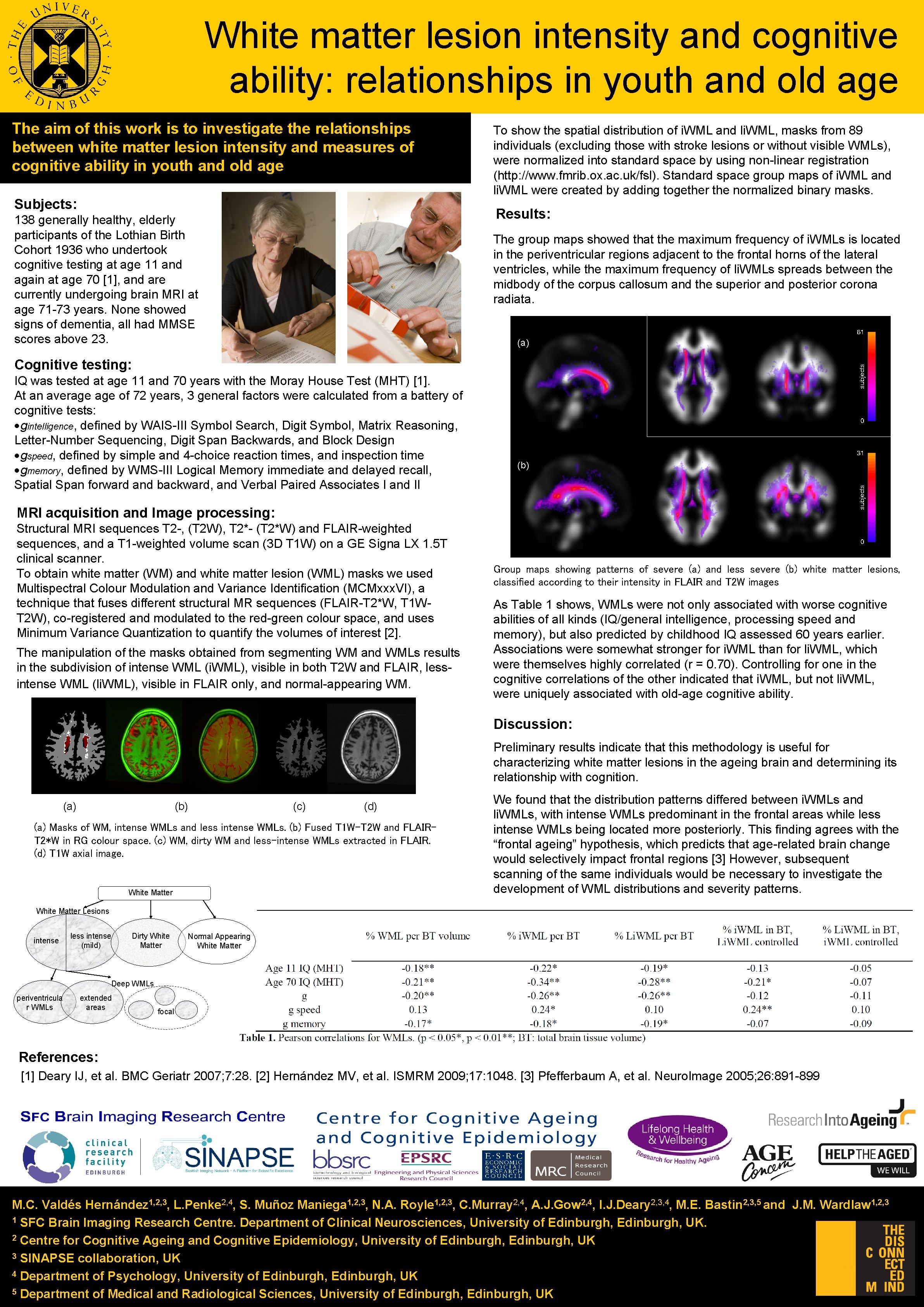 White matter lesion intensity and cognitive ability relationships