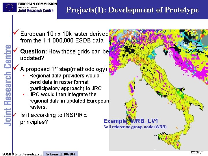 Projects(1): Development of Prototype ü European 10 k x 10 k raster derived from