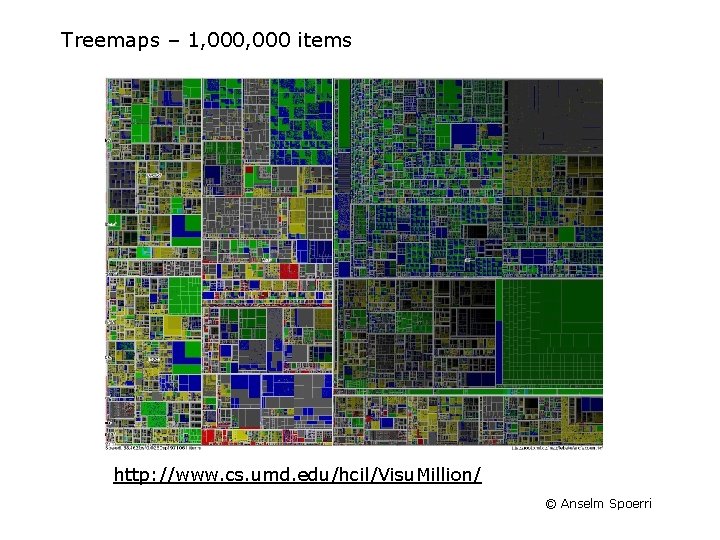 Treemaps – 1, 000 items http: //www. cs. umd. edu/hcil/Visu. Million/ © Anselm Spoerri