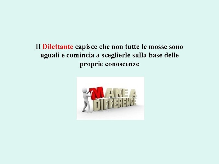 Il Dilettante capisce che non tutte le mosse sono uguali e comincia a sceglierle