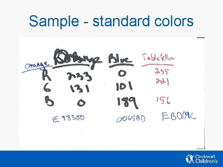 Sample - standard colors Sample - standard colors