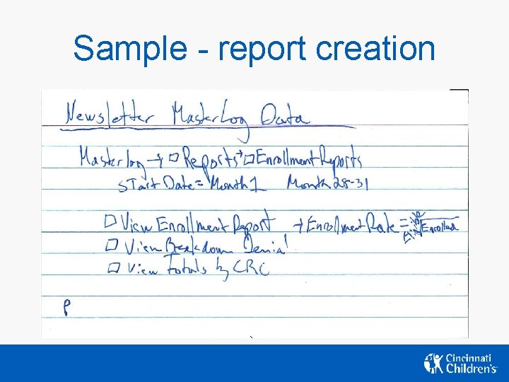 Sample - report creation Sample - report creation