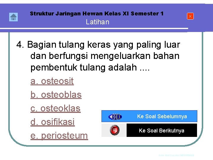 Struktur Jaringan Hewan Kelas XI Semester 1 Latihan X 4. Bagian tulang keras yang