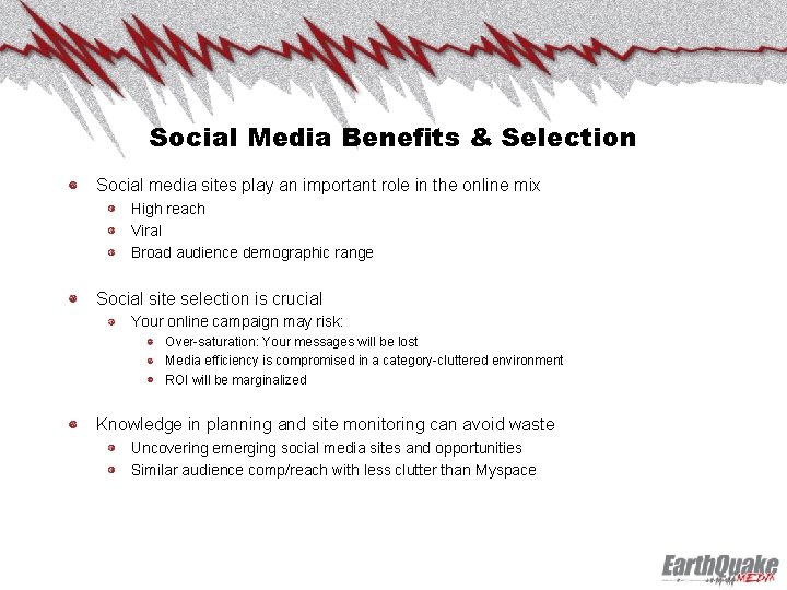 Social Media Benefits & Selection Social media sites play an important role in the