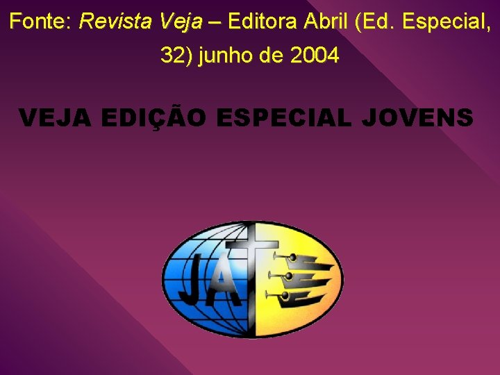 Fonte: Revista Veja – Editora Abril (Ed. Especial, 32) junho de 2004 VEJA EDIÇÃO